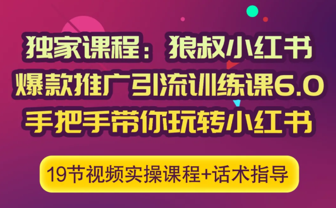 狼叔小红书爆款推广引流训练课6.0，手把手带你玩转小红书-文强博客