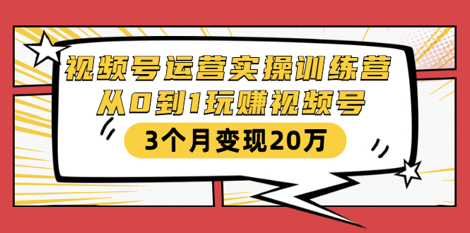 视频号运营实操训练营：从0到1玩赚视频号，3个月变现20万-文强博客