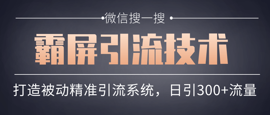 微信搜一搜霸屏引流技术，打造被动精准引流系统，轻松日引300+流量-文强博客