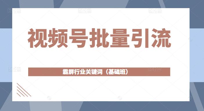 视频号批量引流，霸屏行业关键词（基础班）全面系统讲解视频号玩法-文强博客