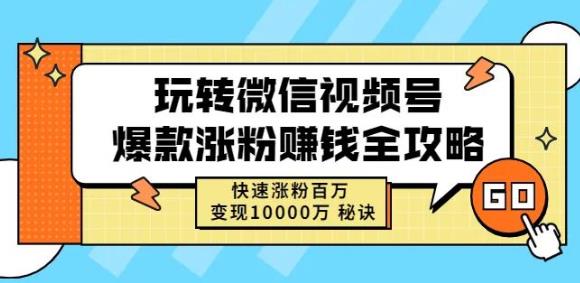 玩转微信视频号爆款涨粉赚钱全攻略，快速涨粉百万变现万元秘诀-文强博客