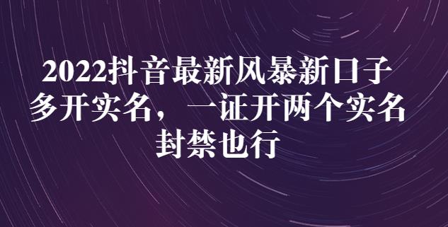 2022抖音最新风暴新口子：多开实名，一整开两个实名，封禁也行-文强博客