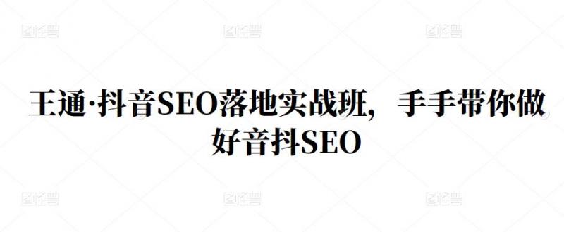 王通·抖音SEO落地实战班，手‬手带你做好音抖‬‬SEO-文强博客