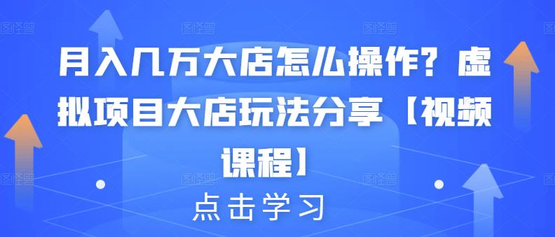 月入几万大店怎么操作？虚拟项目大店玩法分享【视频课程】-文强博客