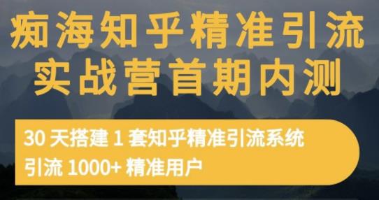 痴海知乎精准引流实战营1-2期，30天搭建1套知乎精准引流系统，引流1000+精准用户-文强博客