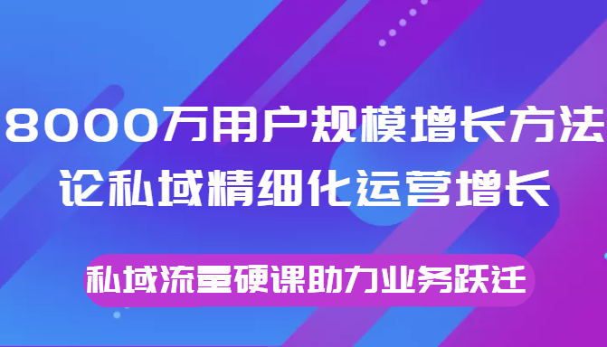 8000万用户规模增长方法论私域精细化运营增长，私域流量硬课助力业务跃迁-文强博客