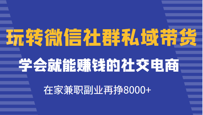 玩转微信社群私域带货，学会就能赚钱的社交电商，在家兼职副业再挣8000+-文强博客