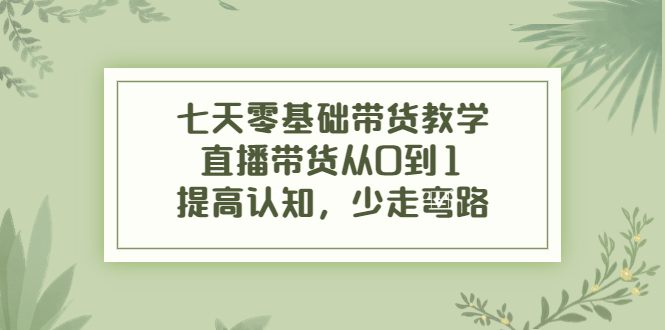 七天零基础带货教学，直播带货从0到1，提高认知，少走弯路-文强博客