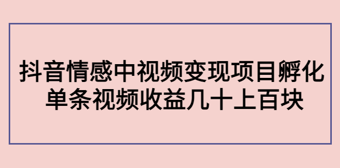 副业孵化营第5期：抖音情感中视频变现项目孵化 单条视频收益几十上百-文强博客