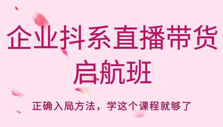 企业抖系直播带货启航班，正确入局方法，学这个课程就够了-文强博客