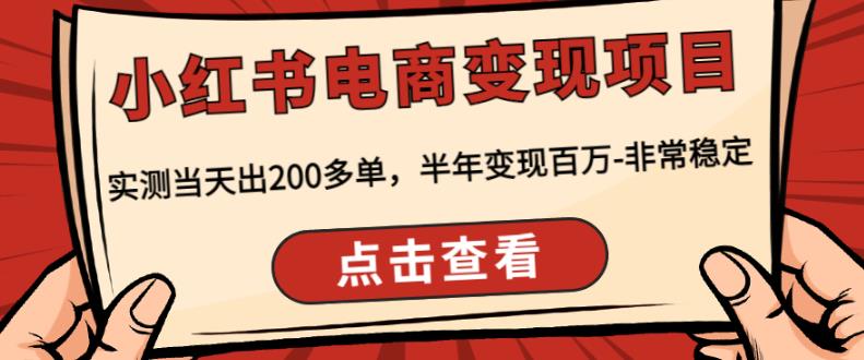 顽石·小红‬书电商变现项目，实测当天出200多单，半年变现百万，非常稳定-文强博客