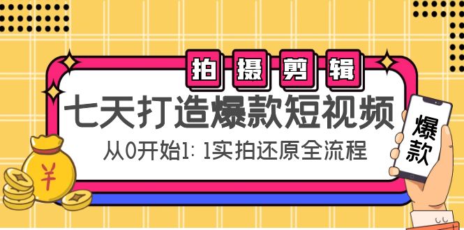 七天打造爆款短视频：拍摄+剪辑实操，从0开始1:1实拍还原实操全流程-文强博客