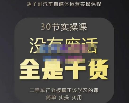 胡子哥·汽车自媒体运营实操课，汽车新媒体二手车短视频运营教程-价值8888元-文强博客