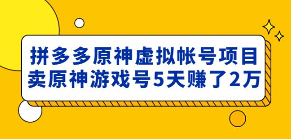 外面卖2980的拼多多原神虚拟帐号项目：卖原神游戏号5天赚了2万-文强博客