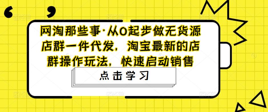 网淘那些事·从0起步做无货源店群一件代发，淘宝最新的店群操作玩法，快速启动销售-文强博客