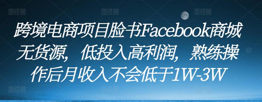 跨境电商项目脸书Facebook商城无货源，低投入高利润，熟练操作后月收入不会低于1W-3W-文强博客