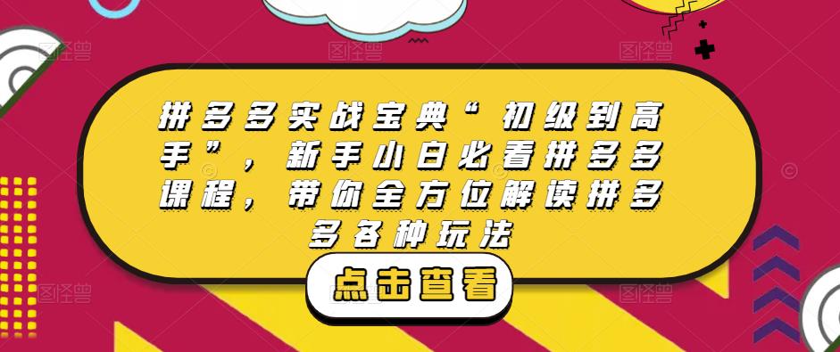 拼多多实战宝典“初级到高手”，新手小白必看拼多多课程，带你全方位解读拼多多各种玩法-文强博客