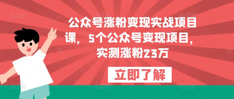 公众号涨粉变现实战项目课，5个公众号变现项目，实测涨粉23万-文强博客