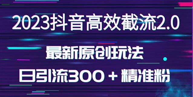 日引300＋创业粉，独家抖音高效截流2.0玩法（价值1280）-文强博客