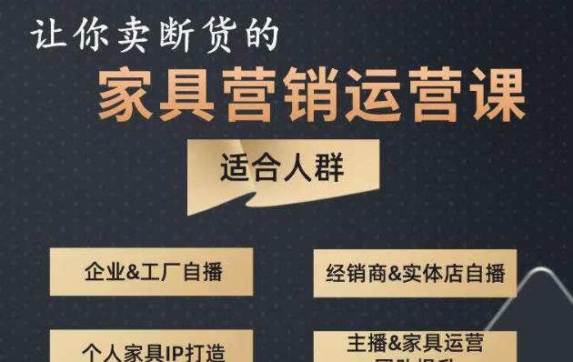 让你卖断货的家具营销运营课，打造高销量家具账号（短视频+直播+人物IP）-文强博客