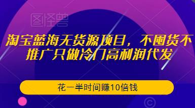 淘宝蓝海无货源项目，不囤货不推广只做冷门高利润代发，花一半时间赚10倍钱-文强博客