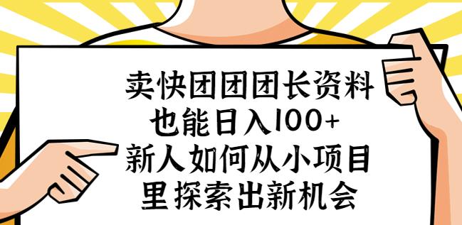 卖快团团团长资料也能日入100+新人如何从小项目里探索出新机会-文强博客