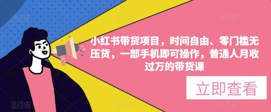 小红书带货项目，时间自由、零门槛无压货，一部手机即可操作，普通人月收过万的带货课-文强博客