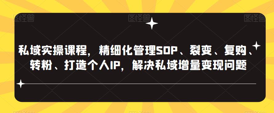 私域实操课程，精细化管理SOP、裂变、复购、转粉、打造个人IP，解决私域增量变现问题-文强博客