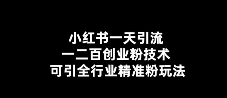 小红书一天引流一二百创业粉技术，可引全行业精准粉玩法【仅揭秘】-文强博客