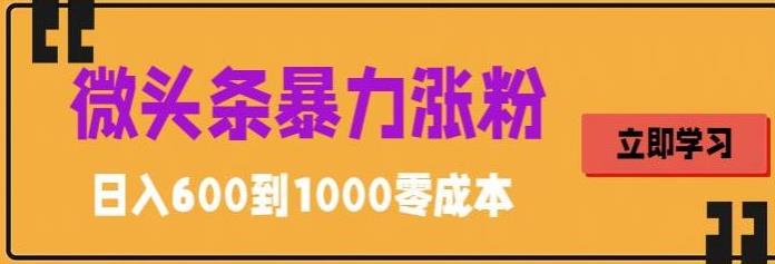 微头条暴力涨粉技巧搬运文案就能涨几万粉丝，简单0成本，日赚600【揭秘】-文强博客