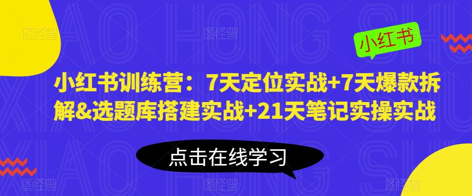 小红书训练营：7天定位实战+7天爆款拆解&选题库搭建实战+21天笔记实操实战-文强博客