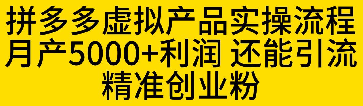 拼多多虚拟产品实操流程，月产5000+利润，还能引流精准创业粉【揭秘】-文强博客