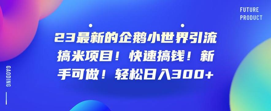 23最新的企鹅小世界引流搞米项目！快速搞钱！新手可做！轻松日入300+【揭秘】-文强博客