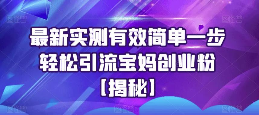 最新实测有效简单一步轻松引流宝妈创业粉【揭秘】-文强博客