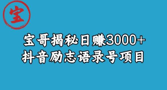 宝哥揭秘日赚3000+抖音励志语录号短视频变现项目-文强博客