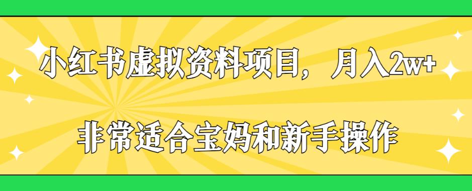 小红书虚拟资料项目，月入2w+，非常适合宝妈和新手操作【揭秘】-文强博客