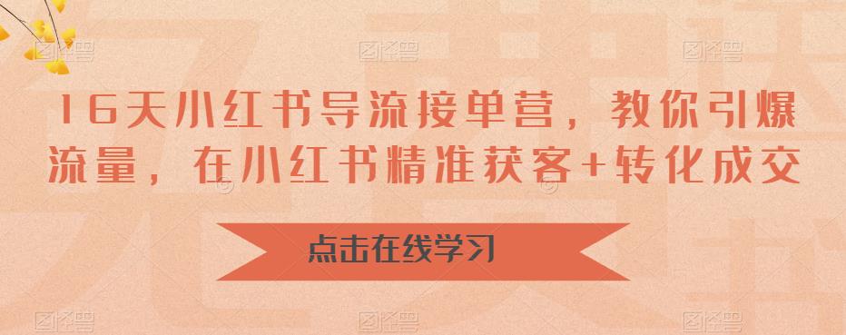 16天小红书导流接单营，教你引爆流量，在小红书精准获客+转化成交-文强博客