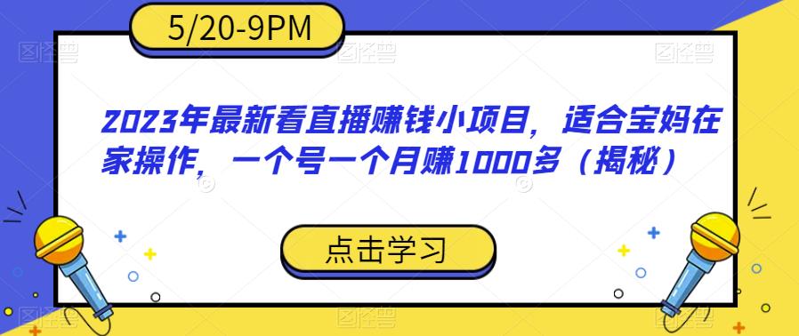 2023年最新看直播赚钱小项目，适合宝妈在家操作，一个号一个月赚1000多（揭秘）-文强博客