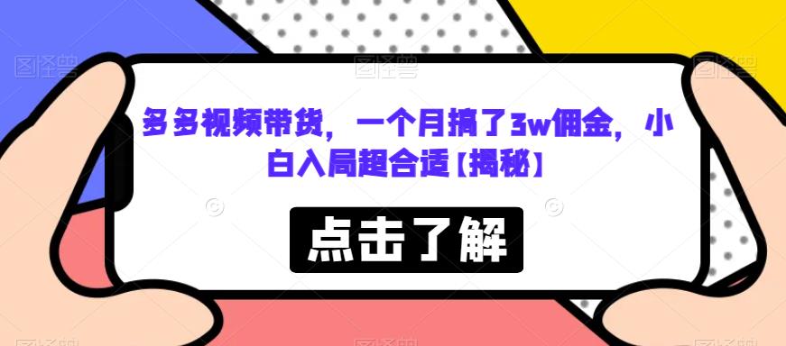 多多视频带货，一个月搞了3w佣金，小白入局超合适【揭秘】-文强博客