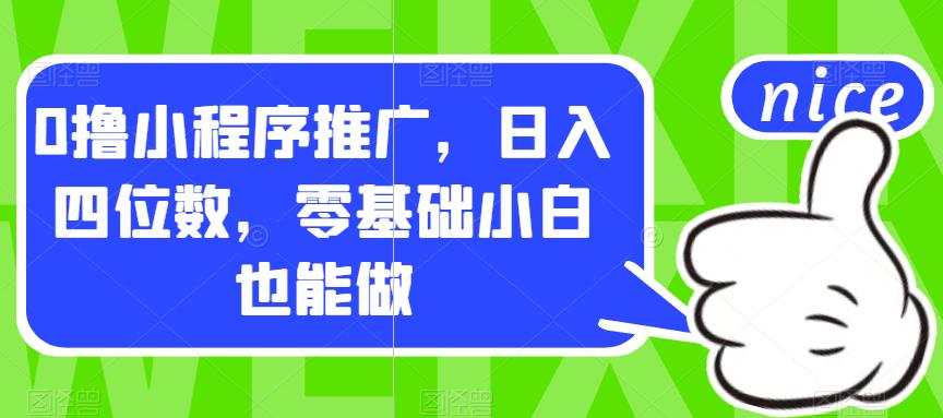 0撸小程序推广，日入四位数，零基础小白也能做【揭秘】-文强博客