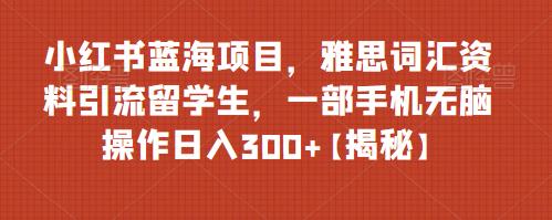 小红书蓝海项目，雅思词汇资料引流留学生，一部手机无脑操作日入300+【揭秘】-文强博客