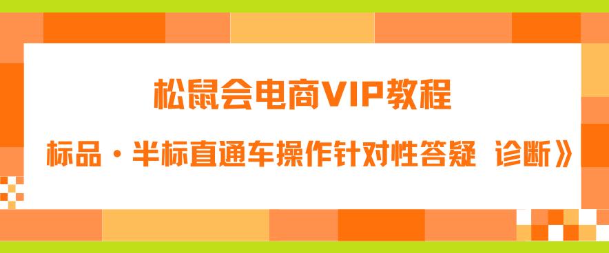 松鼠会电商VIP教程：松鼠《付费推广标品·半标直通车操作针对性答疑&诊断》-文强博客