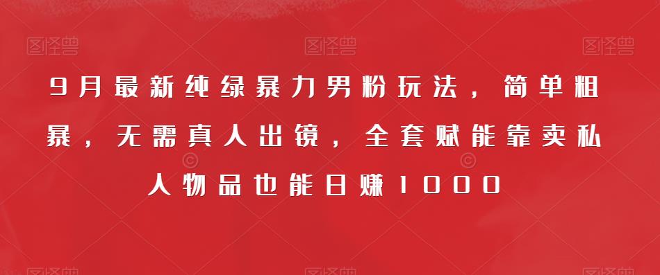 9月最新纯绿暴力男粉玩法，简单粗暴，无需真人出镜，全套赋能靠卖私人物品也能日赚1000-文强博客