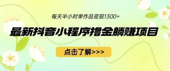 最新抖音小程序撸金躺赚项目，一部手机每天半小时，单个作品变现1300+【揭秘】-文强博客