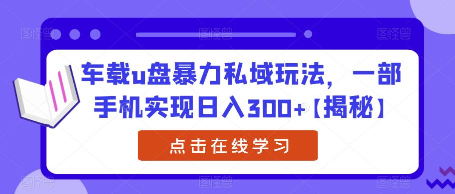 车载u盘暴力私域玩法，一部手机实现日入300+【揭秘】-文强博客