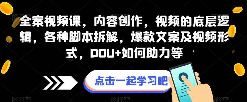 全案视频课，内容创作，视频的底层逻辑，各种脚本拆解，爆款文案及视频形式，DOU+如何助力等-文强博客