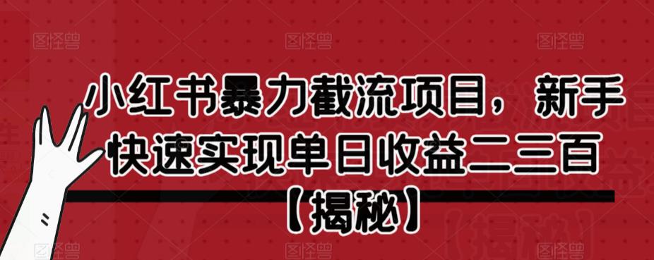 小红书暴力截流项目，新手快速实现单日收益二三百【仅揭秘】-文强博客