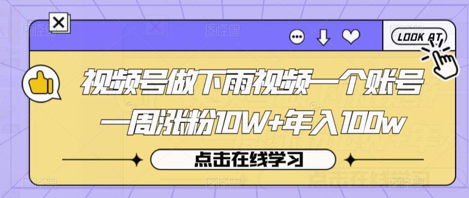 视频号做下雨视频一个账号一周涨粉10W+年入100w【揭秘】-文强博客