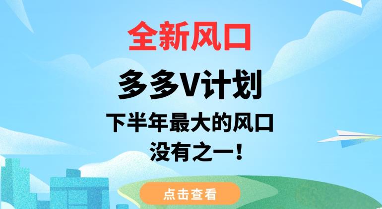 全新风口，多多V计划，下半年最大的风口项目，没有之一【揭秘】-文强博客