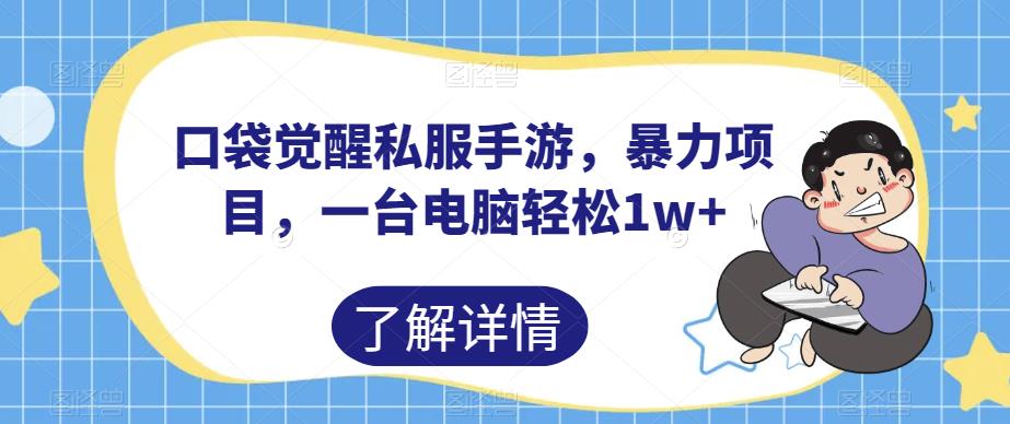 口袋觉醒私服手游，暴力项目，一台电脑轻松1w+【揭秘】-文强博客